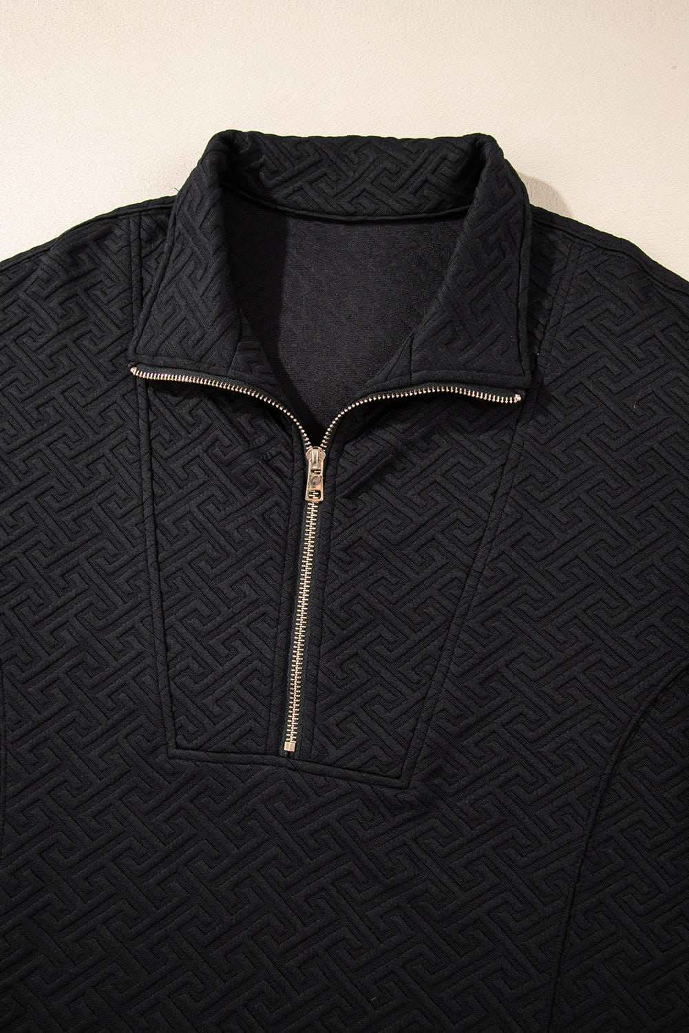 Textured black half-zip sweatshirt - Love Salve